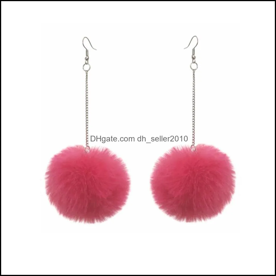 Charm Hot Pompom Fur Ball Dangle Earring Round Drop Earrings Fluffy Long Tassel Brinco Ear Drops Earring Fashion Jewelry For Women