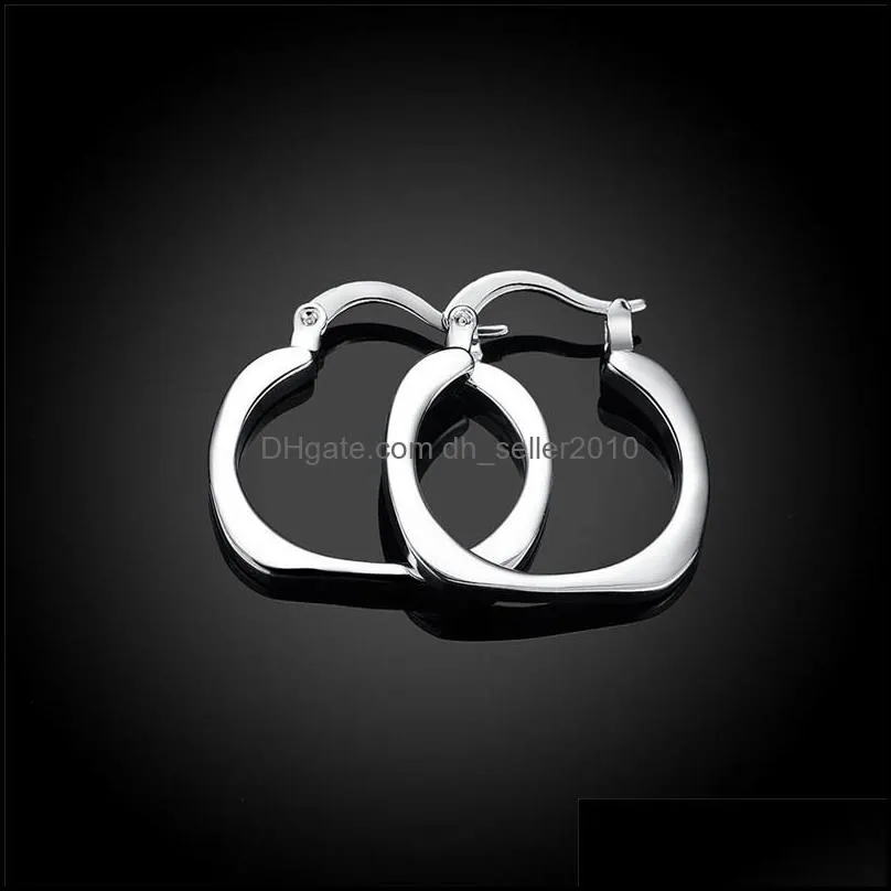 925 Sterling Silver Square Round 20mm Hoop Earrings For Woman Wedding Engagement Party Fashion Charm Jewelry 1253 T2