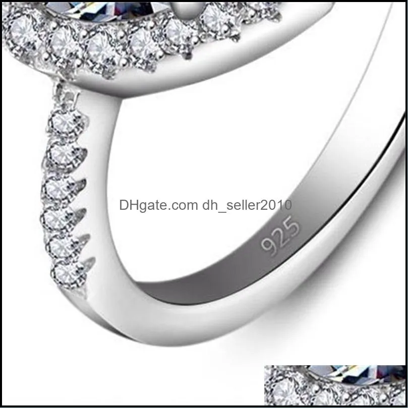 Heart Crown Ring 5A Zircon Stone 925 Sterling Silver Promise Engagement Wedding Band Rings for women Finger Jewelry