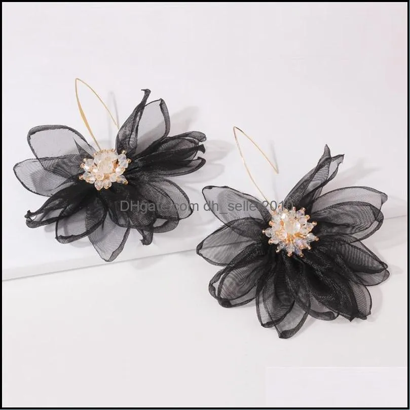 holiday wind fairy air cloth art big Petal Flower Earrings forest Earrings female Korean temperament  Earrings 448 Z2