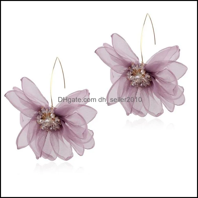 holiday wind fairy air cloth art big Petal Flower Earrings forest Earrings female Korean temperament  Earrings 448 Z2