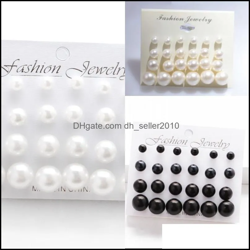 Imitation Pearl Women Earrings Plastic Lady Fashion Ear Studs Jewelry Ornaments Multicolor Earrings A Set Of 12 Pairs