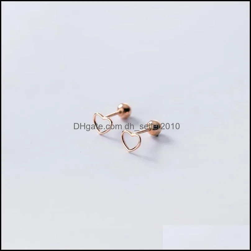 Stud 925 Sterling Silver Earrings For Women Wedding Engagement Party Heart Girl Hollow Minimalism Aretes 3503 Q2
