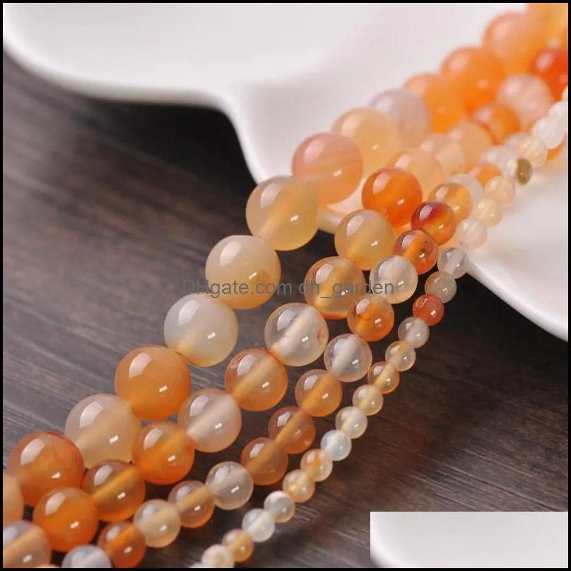 see pic 4mm 6mm 8mm 10mm 12mm Round Natural Orange Agate Stone Loose Beads Lot For Jewelry Making DIY Crafts Findingssee pic Brit22