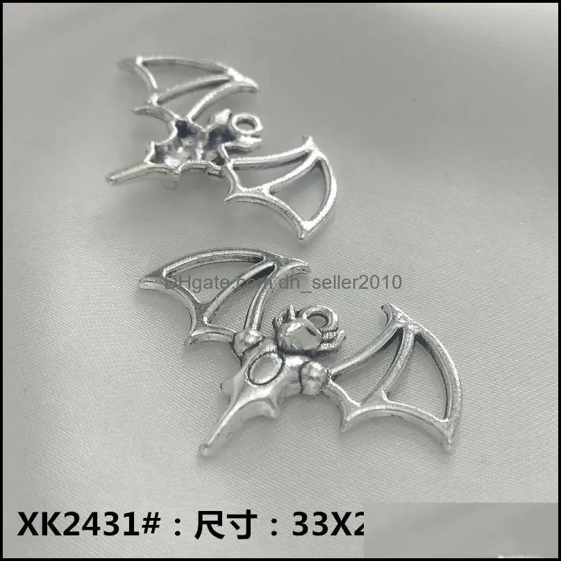 50Pcs Bat Alloy Charms Pendant Retro Jewelry Making Diy Keychain Ancient Silver Pendant For Bracelet Earrings 33X23Mm Cospz 91Ufm 131