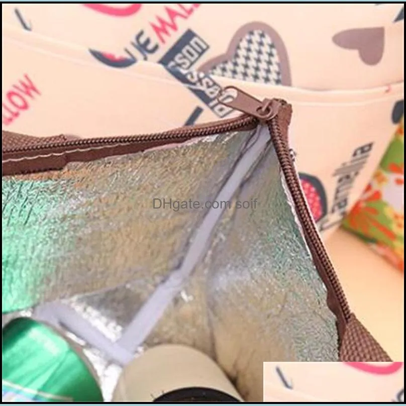 Portable Lunch Sack Insulated Coolers Flower Printing Bags Warmer Tote Handbag Camping Student Outdoor Products 4 25kq UU