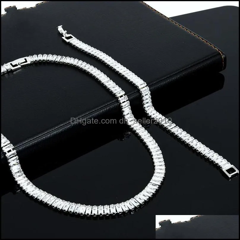 chains and necklaces crystal rhinestone wedding cuban link bracelet cubic zirconia female hip hop jewelry iced out pendant 3695 q2
