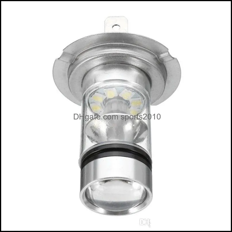 2pcs super bright h7 100w led fog lamp bulb tail driving car headlights bulbs white 15001800lm