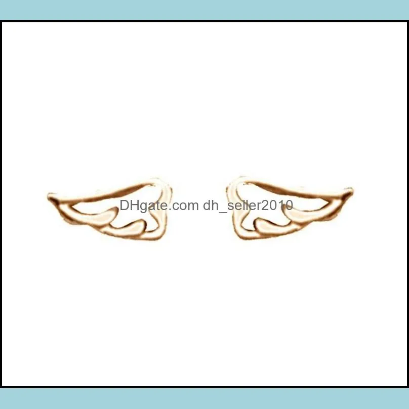 Wing Shaped Women Ear Studs Jewelry Hollowing Out Wings Of Angels Lady Fashion Plated Silver Earrings 2cd J2