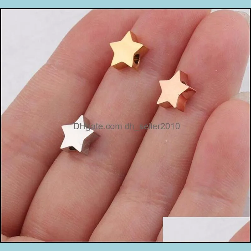 Charms Semitree 5Pcs 8mm Stainless Steel Star Beads Rose Gold Spacer Beads for DIY Jewelry Making Handicraft Bracelet Necklace Findings 1480