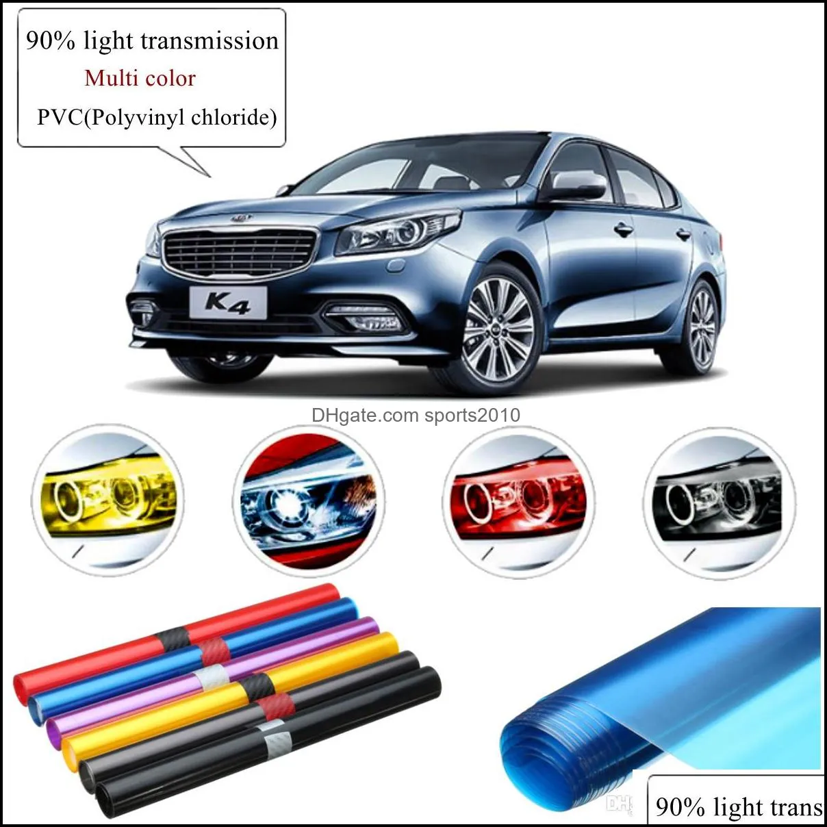 30 x 100cm pvc car foil film auto vehicle tail light headlight wrap sticker decal purple blue red yellow black brown