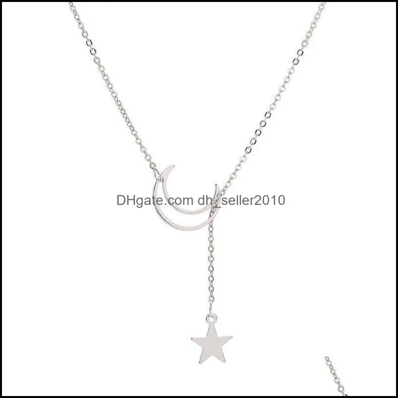 Necklaces Fashion 925 Sterling Silver Moon and Star Tales Chain Link Pendant Necklace for Women Fine Jewelry