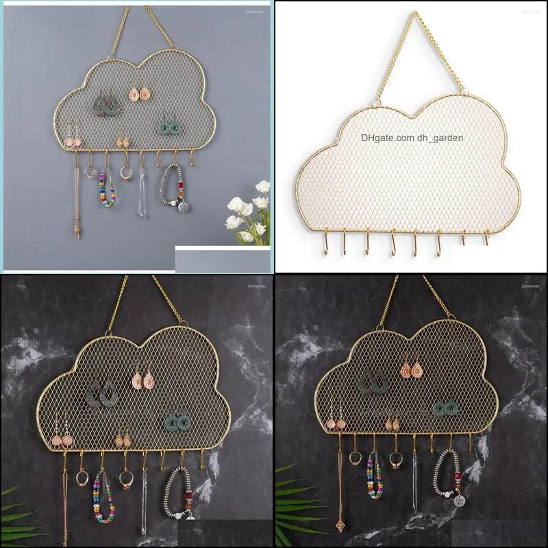 Jewelry Pouches Earring Organizer Wall Mount Holder For Necklace Bracelet Storage Rack Display Decoration With Hooks