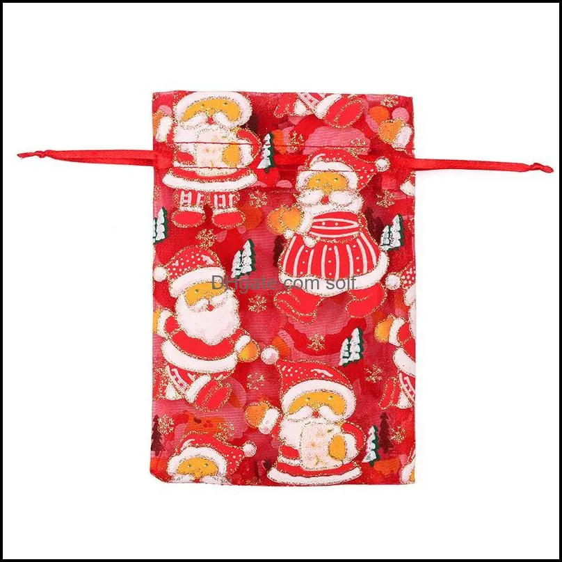 Merry Christmas Gift Drawstring Storage Bags Gauze Tree Bells Organizers Pulling Ropes Candy Sugar Container Etamine Custom 0 7rh C2