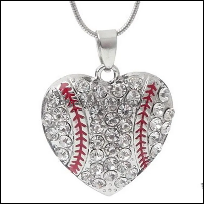 Love Heart Necklace Valentines Day Clavicle Chain Baseball Jewelry Women Man Full Drill Popular