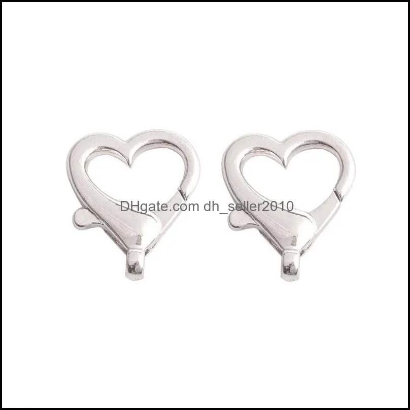 10pcs/lot Alloy Heart Shape Lobster Clasp Key Chain Split Hooks For DIY Jewelry Making Necklace Bracelet Connector Accessory 1182 Q2