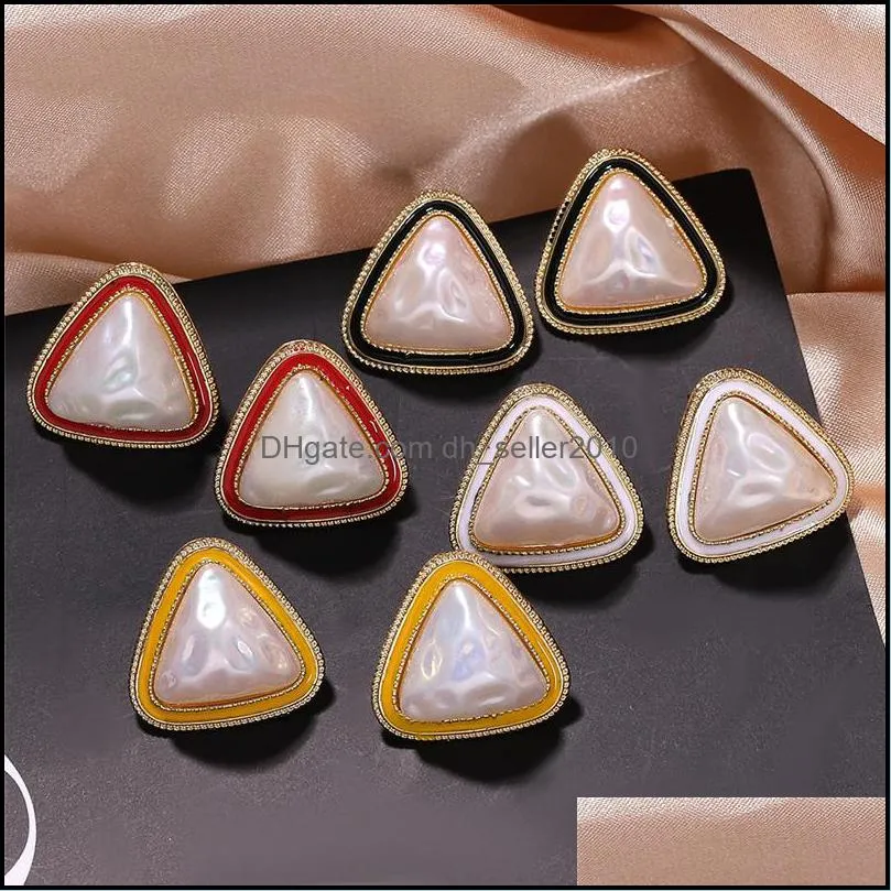 Boho Cute Imitation Pearl Stud Earrings Fashion 4 Colors Triangle shaped Earring Jewelry Accessories Gifts 2501 Y2