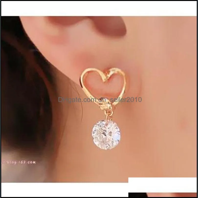 Fashion Lovely Women Anti-allergic Heart Crystal Ear Stud Earrings Gift Girls