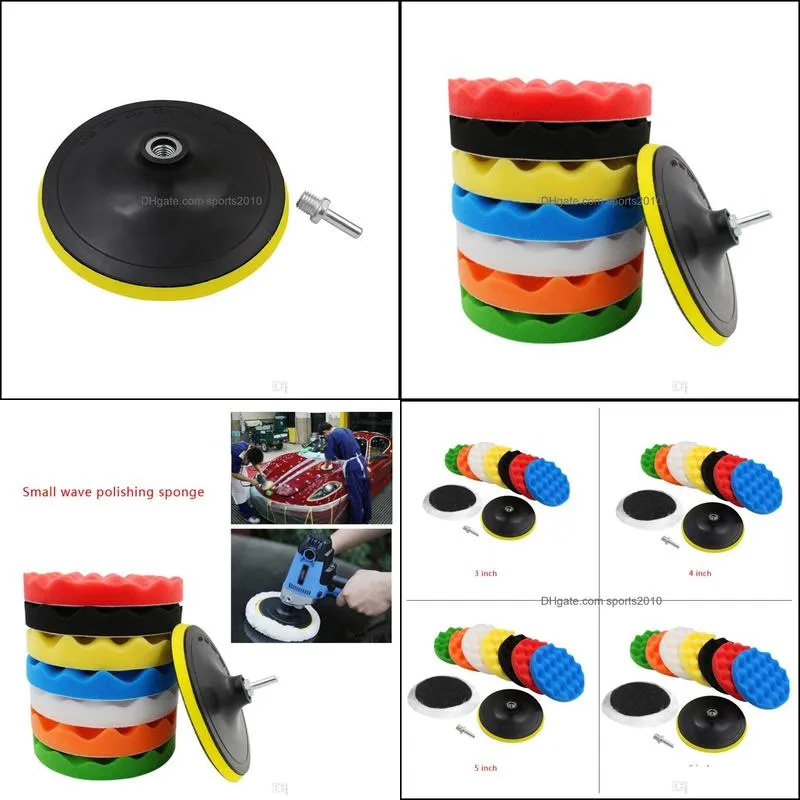 10 pcs car sponge polishing pad set buffing waxing pad for car polisher buffer drill adapter wheel polisher 3 4 5 6 optional