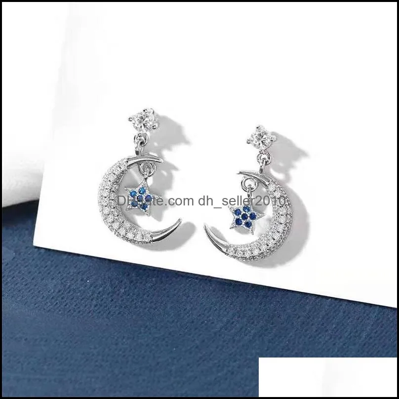 Classics Stud Earrings Star Moon Jewelry Crystal Microinlay Zircon Fashion Anti Allergy Trend Women Eardrop Wedding 4 2nx K2