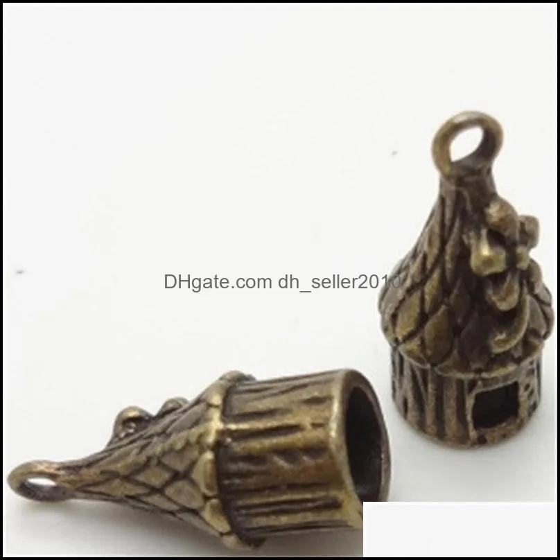 52pcs Antique Silver Bronze Plated flower house cabin Charms Pendant DIY Necklace Bracelet Bangle Findings 18*7*7mm 2059 Q2