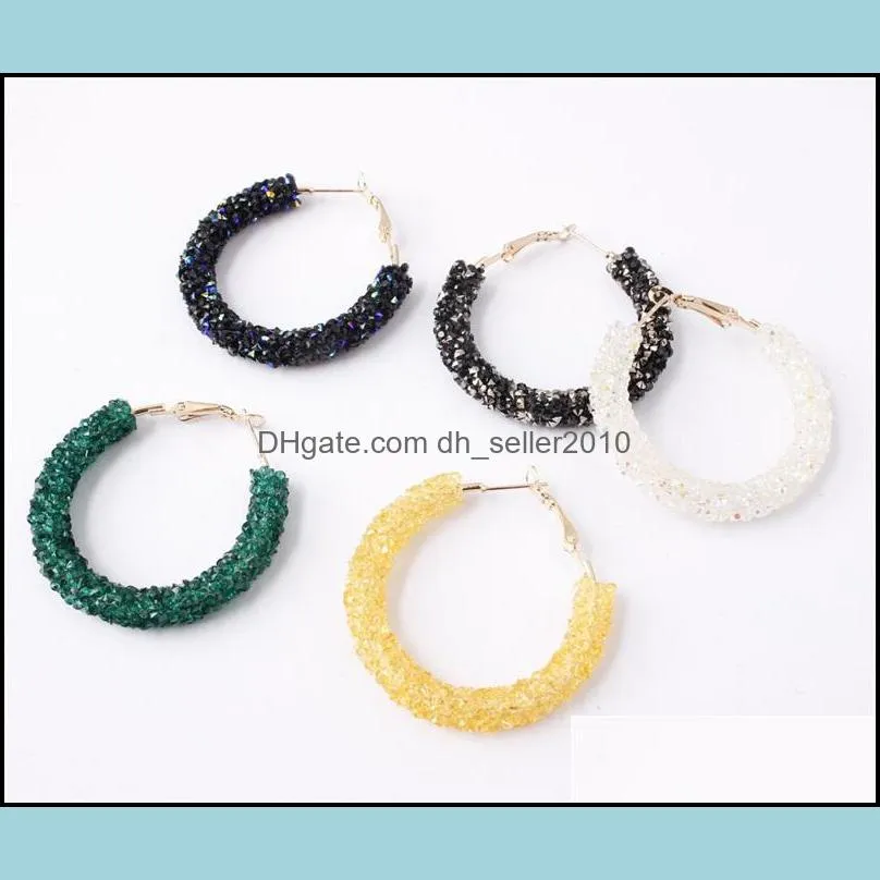 Vintage Handmade Hoop Earring Fashion Simplicity Personality Colorful Beading Crystal Womens Jewelry Earrings Circular Pendants 1 5ye