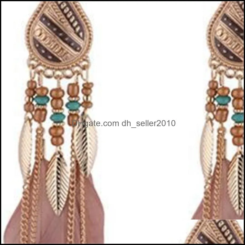 Bohemia Feather Earring For Women Fashion Jewelry Beads Tassel Dangle Long Earrings Dream Catcher Drop Earrings Fi10C 979 Q2