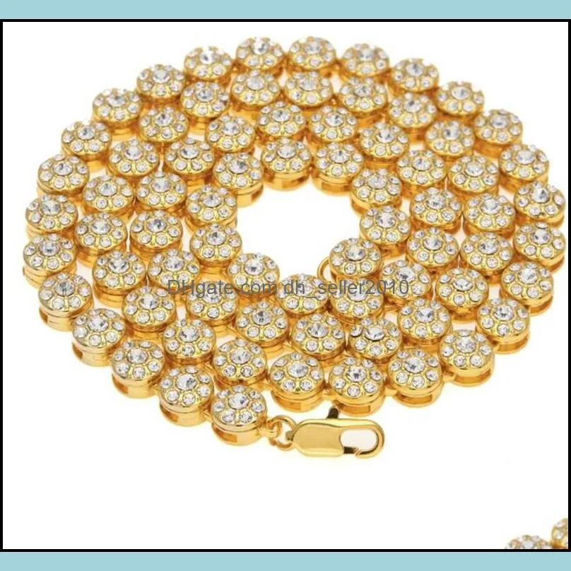 MEN 1 ROW Cluster Chain ICED OUT YELLOW GOLD PLATED HIP HOP BLING CZ CHAINs NECKLACE JEWELRY