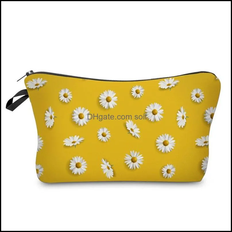 3D Digital Daisy Printing Clutch Bag Waterproof Home Furnishing Travel Ladies Handbags Dumpling Envelope Wash Storage Bags Customized 5XS