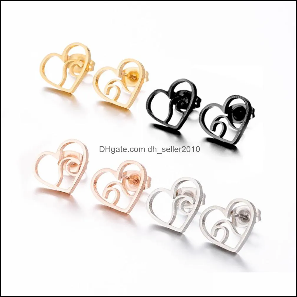 Simple Round Wave Earrings for Women Stainless Steel Stud Earrings Ocean Beach Fashion Jewelry Ear Studs Pendientes Brincos