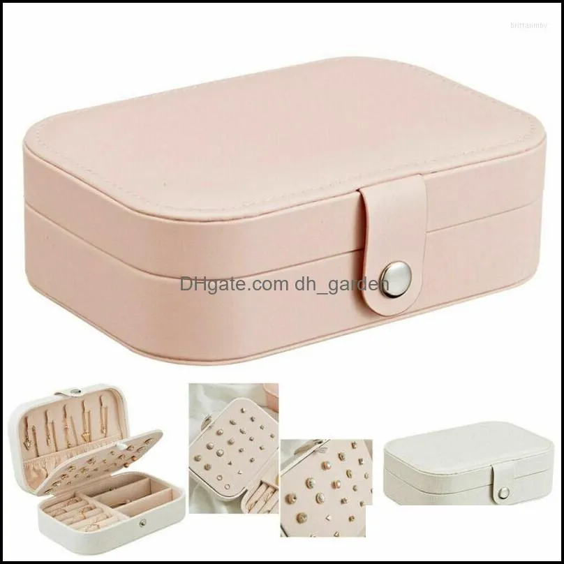 Jewelry Pouches Organizer Display Case Boxes Portable Box Button Leather Storage Zipper Jewelers