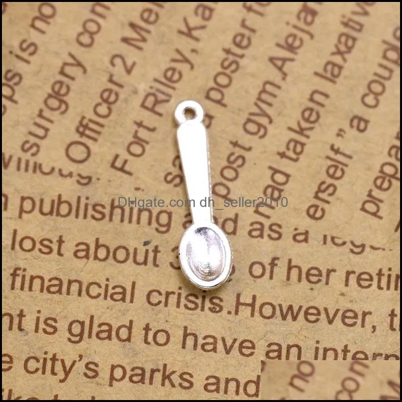 200pcs/lot 24mm antique silver color zinc alloy tiny spoon charm DIY for handmade 218 Q2