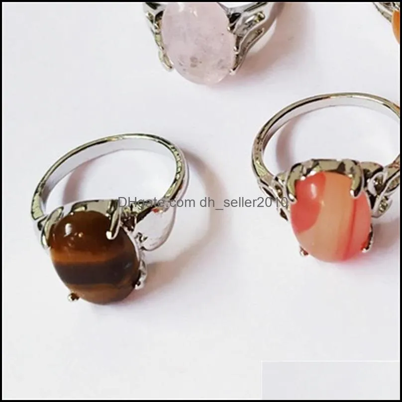 Fashion 30 Pieces/lot Rainbow Stone Ring Mix Style Designs Women`s Natural Stone Ring Jewelry Gift 635 Q2