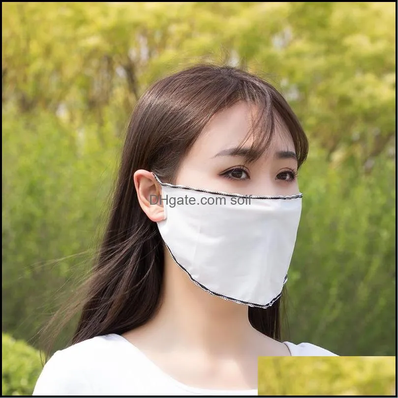 Sunscreen Respirator Dust Prevention Face Shield Reuseable Mask Women Fashion Iced Silk Sunshade Hanging Ear Thin Outdoor Sport 0 79kb