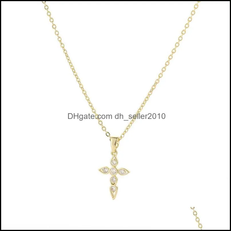 Plated Silver Cross Pendant Necklace For Woman Girls Ladies Birthday Party Chain Colgante Collares Fine Jewelry 764 Z2