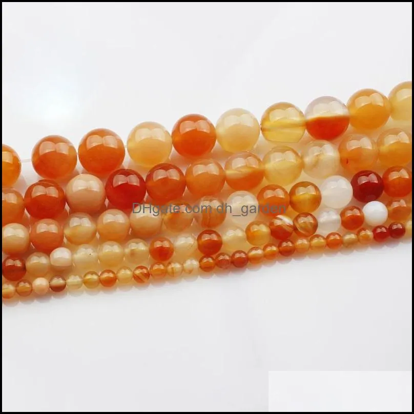 see pic 4mm 6mm 8mm 10mm 12mm Round Natural Orange Agate Stone Loose Beads Lot For Jewelry Making DIY Crafts Findingssee pic Brit22