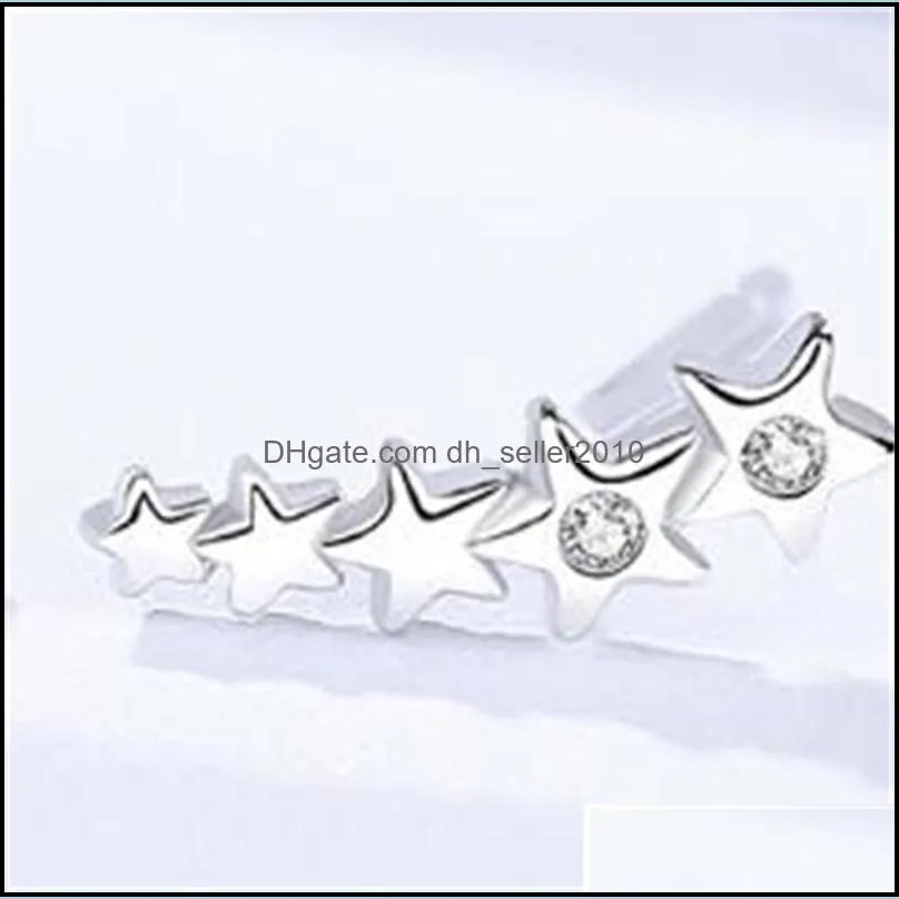 fashion 925 Sterling Stud Silver Earrings personalized stars point shape earrings cubic zirconia cz stones