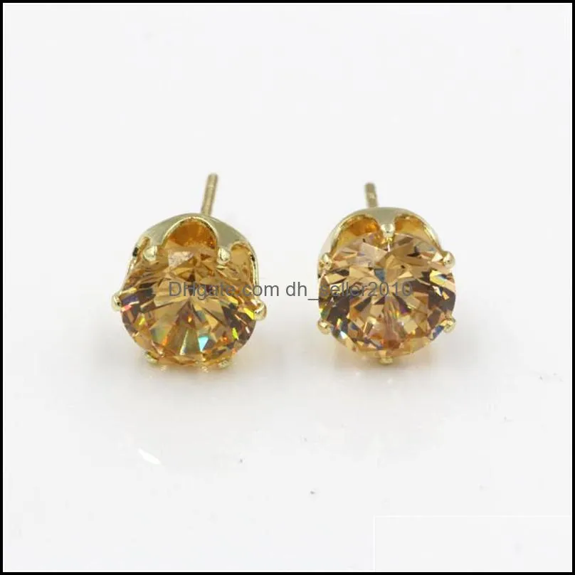 Stud Earrings Wholesale Fashion Round Favorite Design 18 K Gold Plated Studded Candy Crystals CZ Diamond Stud Earring For Women 22 N2