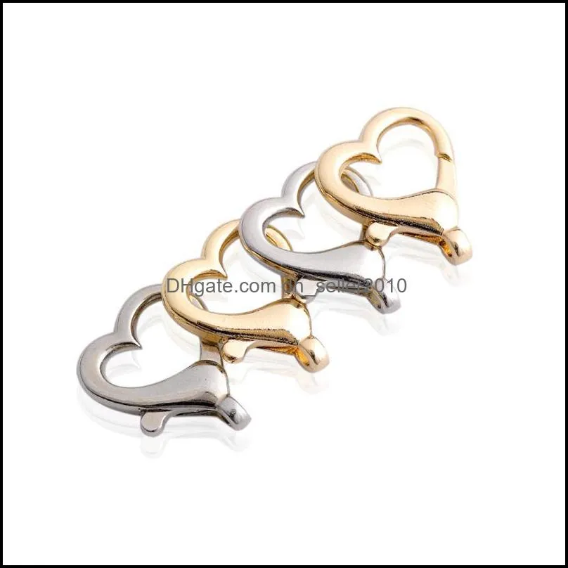 10pcs/lot Alloy Heart Shape Lobster Clasp Key Chain Split Hooks For DIY Jewelry Making Necklace Bracelet Connector Accessory 1182 Q2