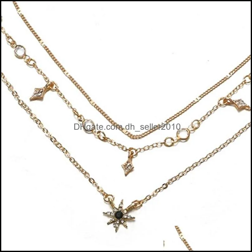 Multi-layer Star Pendant necklaces Clavicle Women Gold Statement Necklace Wholesale