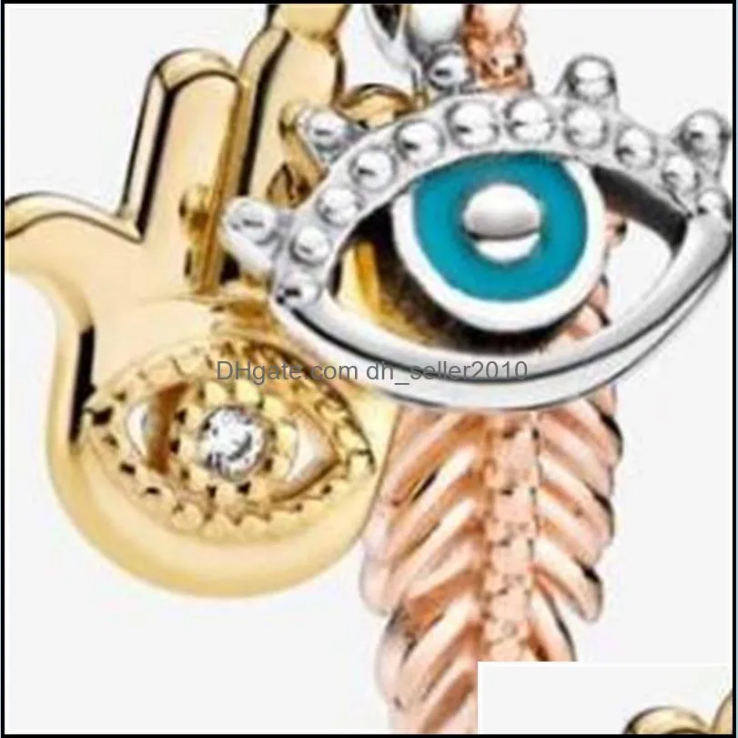 925 Sterling Silver Eye & Feather Spirituality Dangle Charm Fit Original European Charm Bracelet Fashion Jewelry