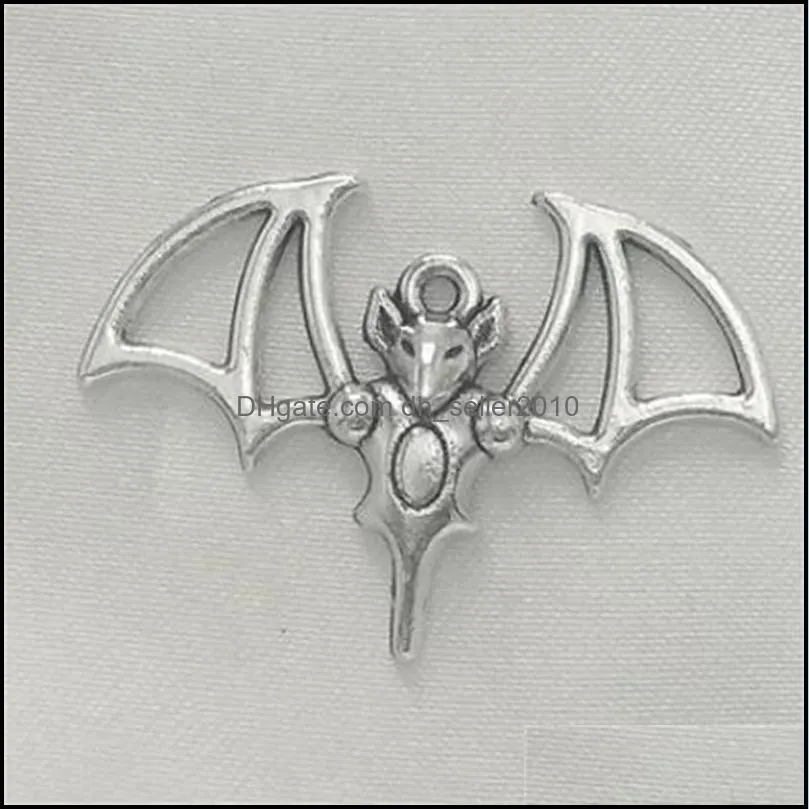50Pcs Bat Alloy Charms Pendant Retro Jewelry Making Diy Keychain Ancient Silver Pendant For Bracelet Earrings 33X23Mm Cospz 91Ufm 131