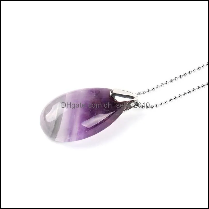 natural gem stone water drop necklaces pendants tiger eye lapis lazuli clear crystal opal reiki healing jewellery gift
