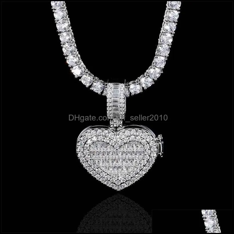 Custom Photo Necklace Heart Clamshell Pendant Men Charm Hip Hop Bling Iced Out Jewelry Solid back For Gift