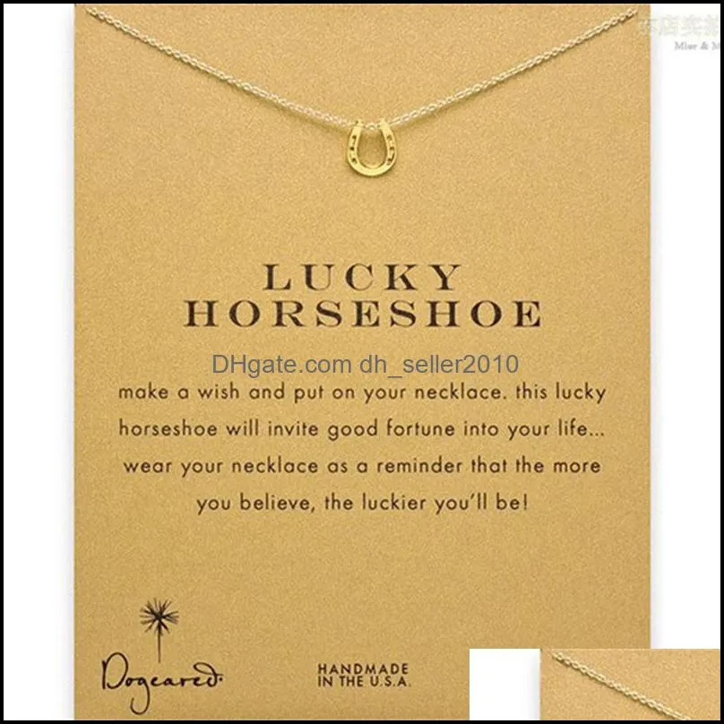 Choker Necklaces With Card Gold Silver Horseshoe Pendant Necklace For Fashion women Jewelry LUCKY HORSESHOE