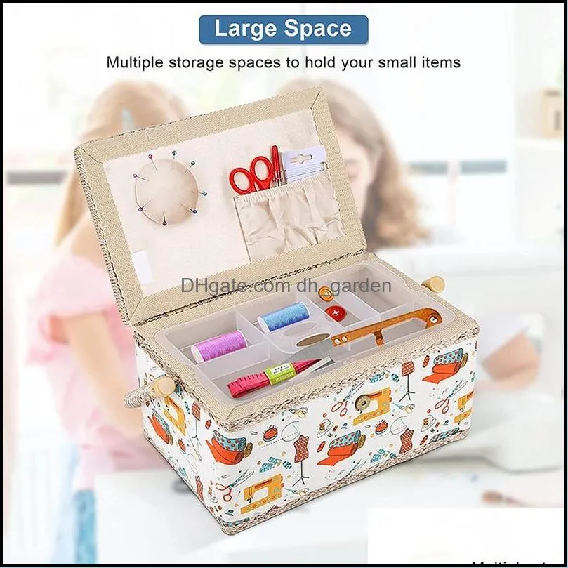 Jewelry Pouches Bags Fabric Sewing Basket Organizer With Removable Tray Household Storage Kit Sundry Box Brit22