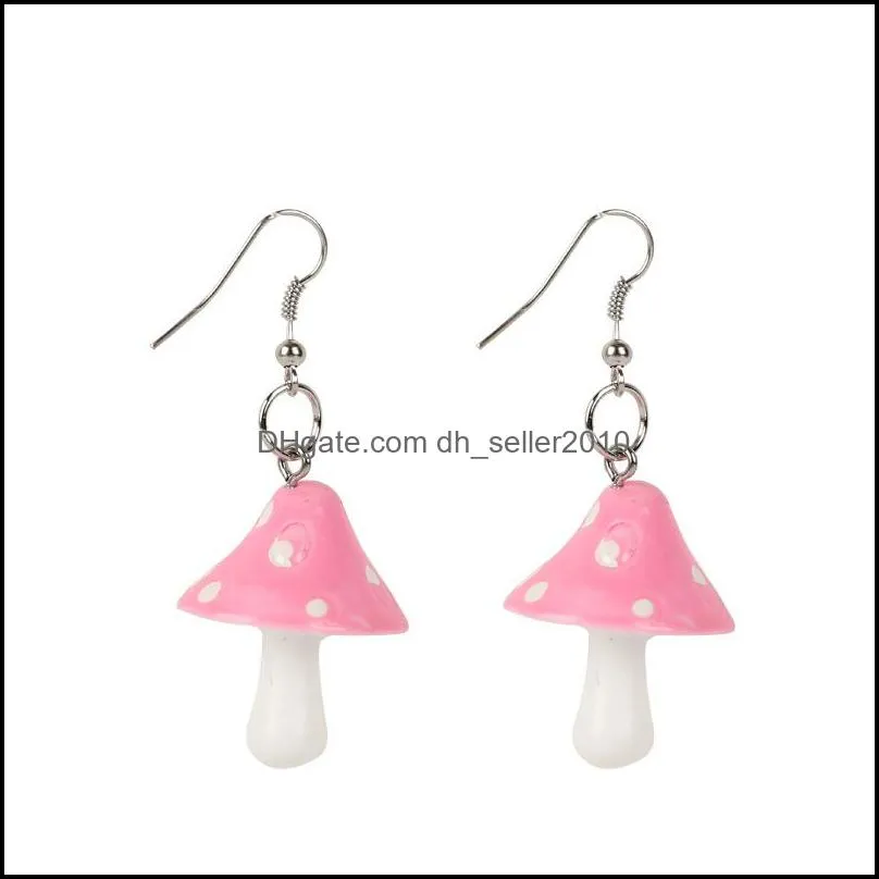 Simulation Mushroom Eardrop Cute Charm Earring Plastic Ear Ornament Girl Gift Jewelry Findings Women 6 Color 1 88ym G2