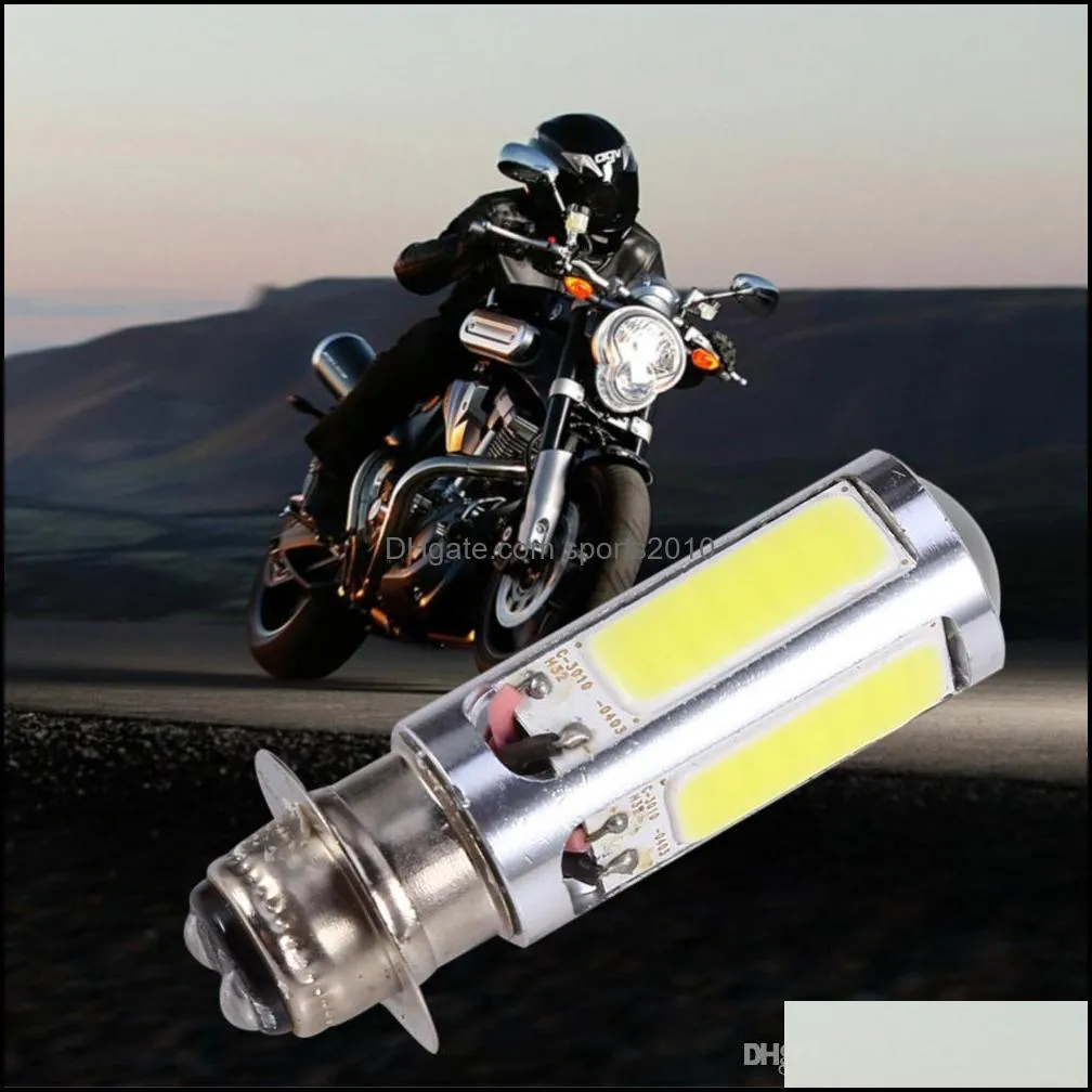 1pair 6000k motorcycle lighting white h6m cob led motor bike/atv headlight fog light bulb px15d p15d251