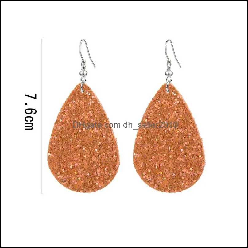 Classic Sequin Glitter PU Leather Dangle Earrings For Women Personalized Star Teardrop Jewelry Statement Earrings 3588 Q2