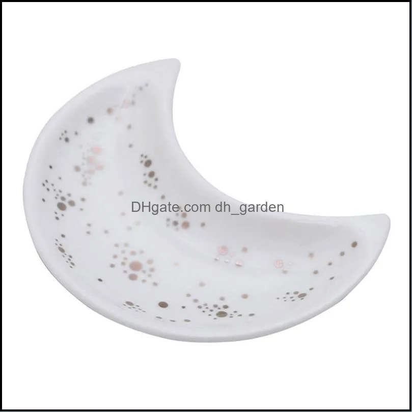Jewelry Pouches Bags Ceramic Moon Shape Dish Small Decorative Nordic Organizer For Necklace Vanity Fruit Candy Plate Display Tray